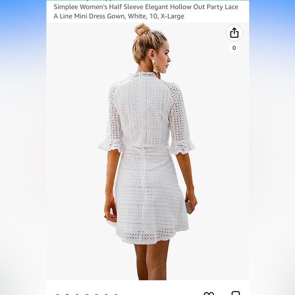 Simplee Half Sleeve White Dress - Picture 2 of 2